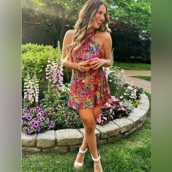 Show Me Your MuMu Jasmine Halter Mini Dress in Garden Glow Size XL - Picture 1 of 9